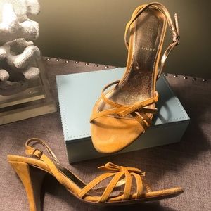 CLOSING FRI!  J.Crew yellow suede slingback heels/sandals